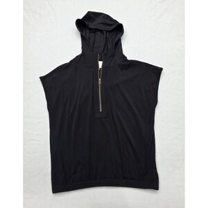 Salty Wave Lightweight Black Sleeveless Hoodie 1/2 Zip Size XS